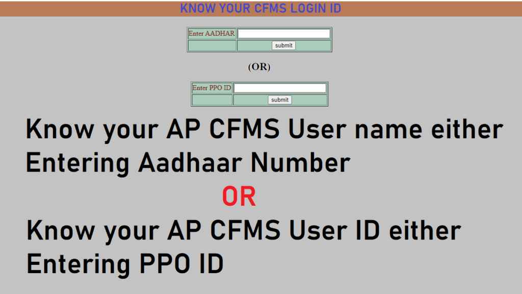 Know Your CFMS Login ID At Cfms ap gov in Website